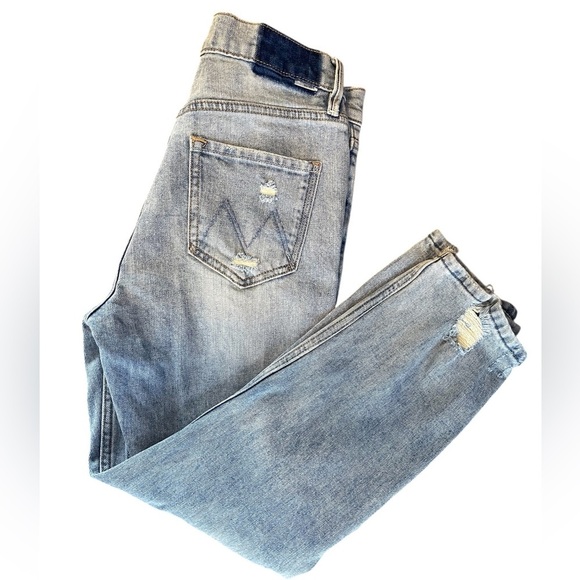 Mother The Dazzler Shift Not Rough Enough Insider Crop Step Fray Size 28 Blue - Picture 3 of 11